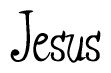 The image contains the word 'Jesus' written in a cursive, stylized font.