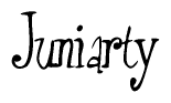 The image is a stylized text or script that reads 'Juniarty' in a cursive or calligraphic font.