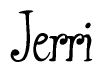 The image is a stylized text or script that reads 'Jerri' in a cursive or calligraphic font.