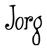 The image is of the word Jorg stylized in a cursive script.