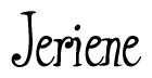 The image is of the word Jeriene stylized in a cursive script.