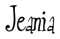 The image contains the word 'Jeania' written in a cursive, stylized font.