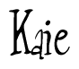 The image is a stylized text or script that reads 'Kaie' in a cursive or calligraphic font.