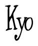 The image is a stylized text or script that reads 'Kyo' in a cursive or calligraphic font.