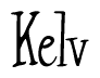 The image is of the word Kelv stylized in a cursive script.