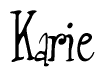 The image is a stylized text or script that reads 'Karie' in a cursive or calligraphic font.