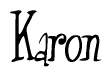 The image contains the word 'Karon' written in a cursive, stylized font.