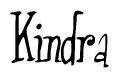 The image contains the word 'Kindra' written in a cursive, stylized font.