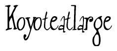 The image contains the word 'Koyoteatlarge' written in a cursive, stylized font.