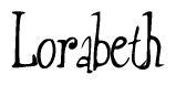The image is of the word Lorabeth stylized in a cursive script.