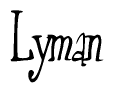 The image is of the word Lyman stylized in a cursive script.