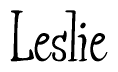 The image is of the word Leslie stylized in a cursive script.