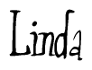 The image is of the word Linda stylized in a cursive script.