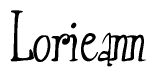 The image is of the word Lorieann stylized in a cursive script.