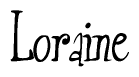 The image is of the word Loraine stylized in a cursive script.