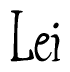 The image is of the word Lei stylized in a cursive script.