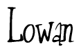 The image contains the word 'Lowan' written in a cursive, stylized font.