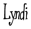The image is of the word Lyndi stylized in a cursive script.