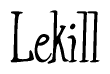 The image is a stylized text or script that reads 'Lekill' in a cursive or calligraphic font.