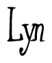 The image contains the word 'Lyn' written in a cursive, stylized font.