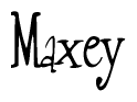 The image contains the word 'Maxey' written in a cursive, stylized font.