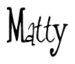 The image contains the word 'Matty' written in a cursive, stylized font.