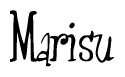 The image contains the word 'Marisu' written in a cursive, stylized font.