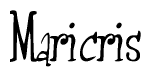 The image is a stylized text or script that reads 'Maricris' in a cursive or calligraphic font.