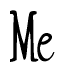 The image is a stylized text or script that reads 'Me' in a cursive or calligraphic font.