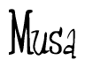 The image is a stylized text or script that reads 'Musa' in a cursive or calligraphic font.