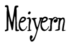 The image is a stylized text or script that reads 'Meiyern' in a cursive or calligraphic font.