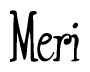 The image contains the word 'Meri' written in a cursive, stylized font.