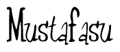 The image contains the word 'Mustafasu' written in a cursive, stylized font.