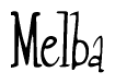 The image is a stylized text or script that reads 'Melba' in a cursive or calligraphic font.