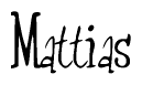 The image contains the word 'Mattias' written in a cursive, stylized font.
