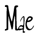 The image is a stylized text or script that reads 'Mae' in a cursive or calligraphic font.