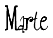 The image contains the word 'Marte' written in a cursive, stylized font.