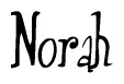 The image contains the word 'Norah' written in a cursive, stylized font.