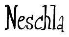 The image contains the word 'Neschla' written in a cursive, stylized font.