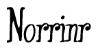 The image contains the word 'Norrinr' written in a cursive, stylized font.