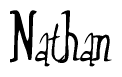 The image is of the word Nathan stylized in a cursive script.