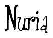 The image is a stylized text or script that reads 'Nuria' in a cursive or calligraphic font.