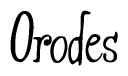 The image contains the word 'Orodes' written in a cursive, stylized font.