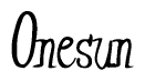 The image is of the word Onesun stylized in a cursive script.