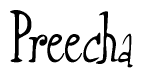 The image is of the word Preecha stylized in a cursive script.
