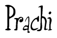 The image is of the word Prachi stylized in a cursive script.