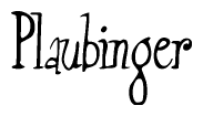 The image is a stylized text or script that reads 'Plaubinger' in a cursive or calligraphic font.