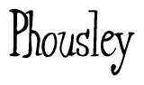 The image is a stylized text or script that reads 'Phousley' in a cursive or calligraphic font.