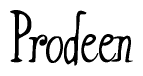 The image is of the word Prodeen stylized in a cursive script.