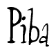 The image is a stylized text or script that reads 'Piba' in a cursive or calligraphic font.